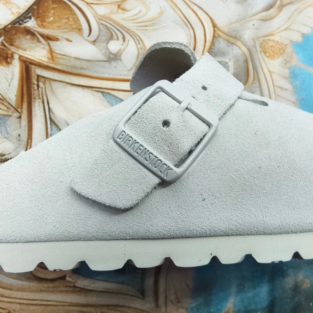 NWT Women's Birkenstock Boston Shoes in White Suede - Narrow Fit - Picture 4 of 5